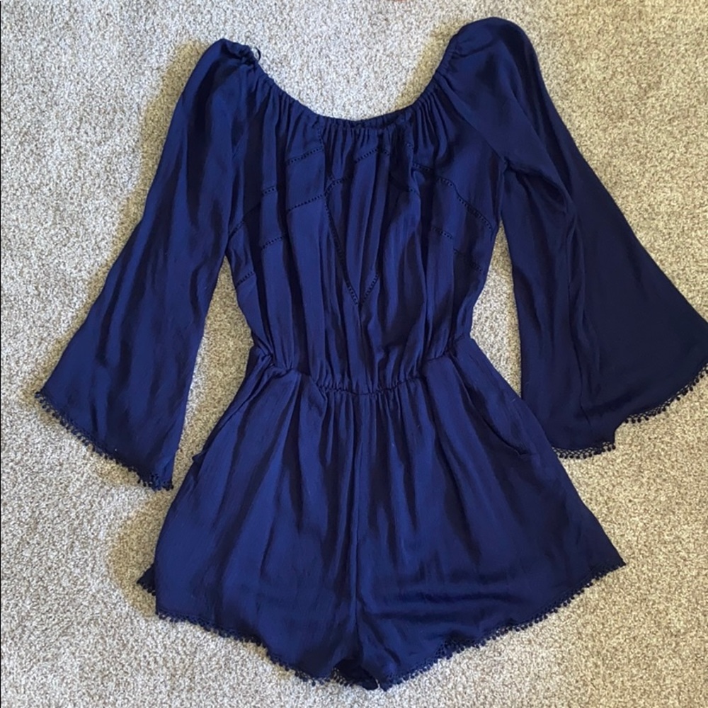 Navy long sleeve romper